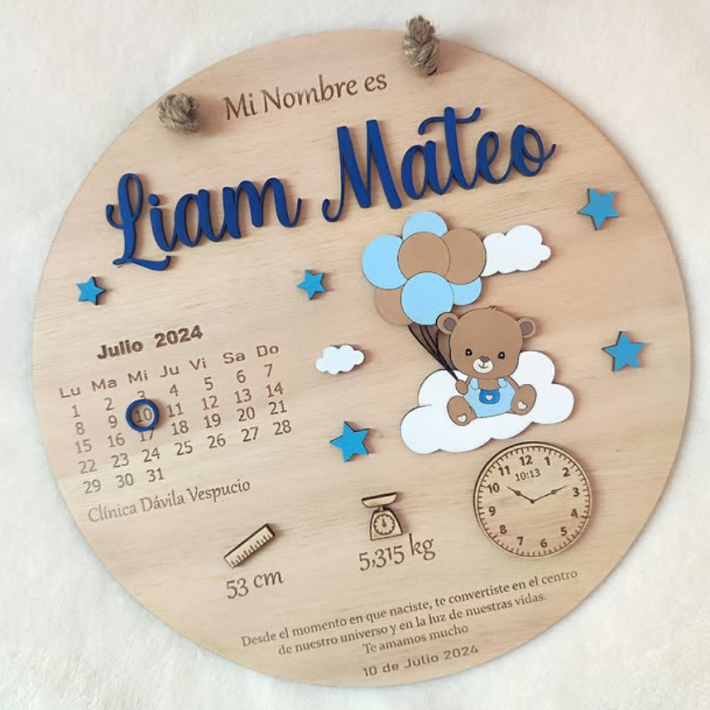 Colgante de Nacimiento Osito Globos